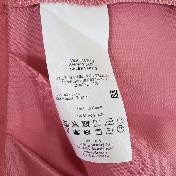 NWT Vila Dress Dusty Rose Pink Retro Inspired Barbiecore Pleated - Picture 7 of 7